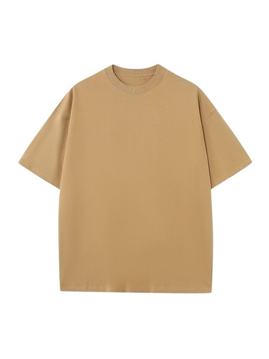 Minimalist Beige Drop Shoulder T-Shirt – Unisex Streetwear