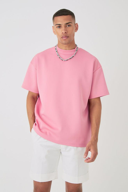Minimalist Baby Pink Drop Shoulder T-Shirt – Unisex Streetwear