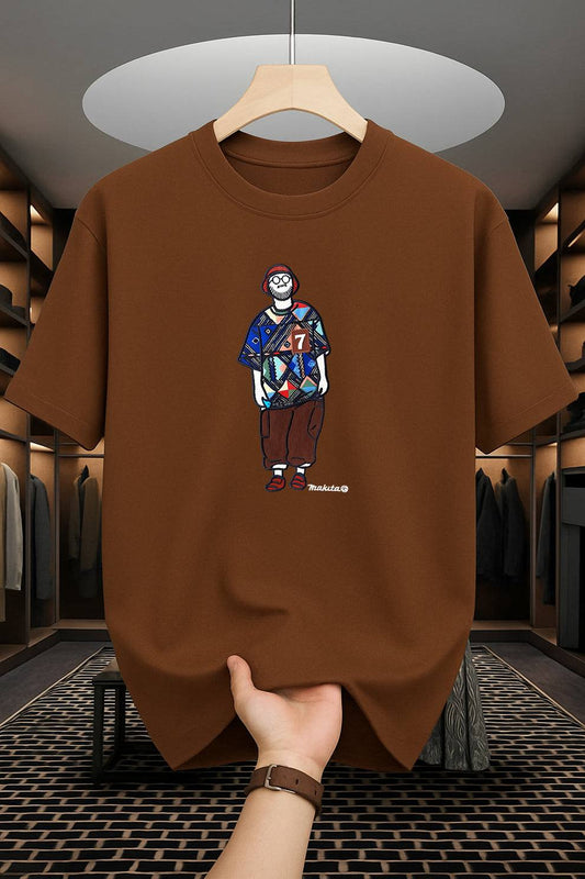 Drop Shoulder Print T-Shirt - Makuta