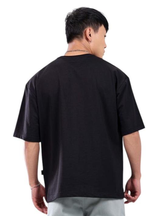 Minimalist Black Drop Shoulder T-Shirt – Unisex Streetwear