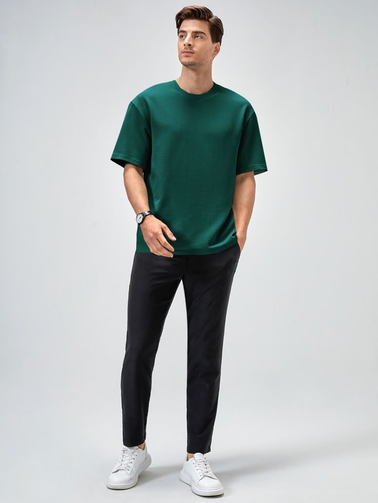Minimalist Bottle Green Drop Shoulder T-Shirt β Unisex Streetwear