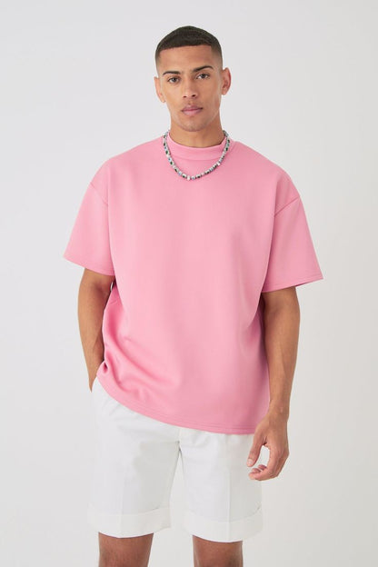 Minimalist Baby Pink Drop Shoulder T-Shirt – Unisex Streetwear