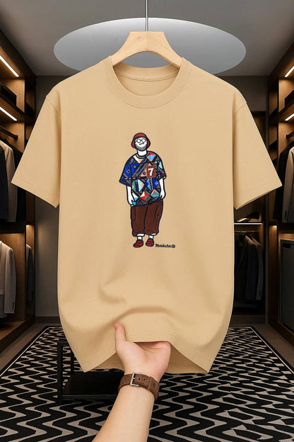 Drop Shoulder Print T-Shirt - Makuta