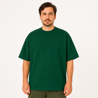 Minimalist Bottle Green Drop Shoulder T-Shirt – Unisex Streetwear