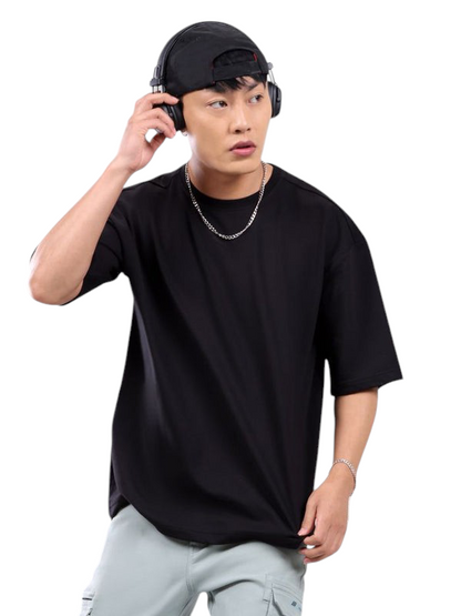 Minimalist Black Drop Shoulder T-Shirt – Unisex Streetwear