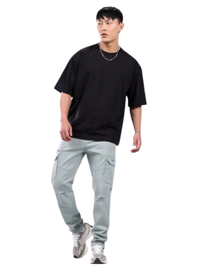 Minimalist Black Drop Shoulder T-Shirt – Unisex Streetwear