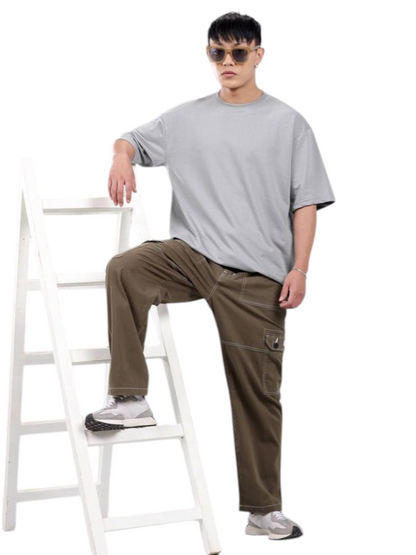 Minimalist Gray Drop Shoulder T-Shirt – Unisex Streetwear