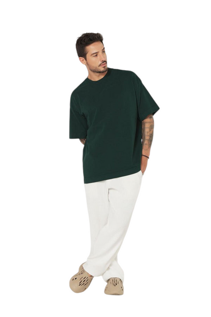 Minimalist Bottle Green Drop Shoulder T-Shirt – Unisex Streetwear