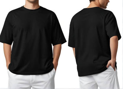 Minimalist Black Drop Shoulder T-Shirt – Unisex Streetwear