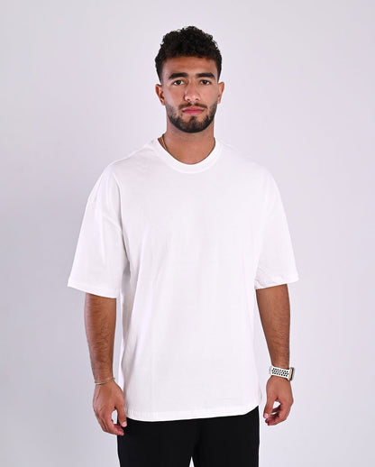 Minimalist White Drop Shoulder T-Shirt – Unisex Streetwear