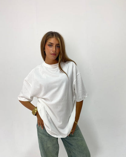 Minimalist White Drop Shoulder T-Shirt – Unisex Streetwear