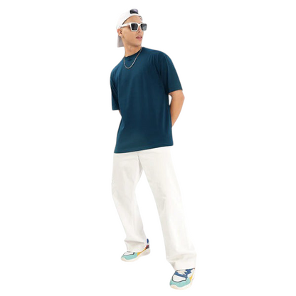 Minimalist Petrol Drop Shoulder T-Shirt – Unisex Streetwear